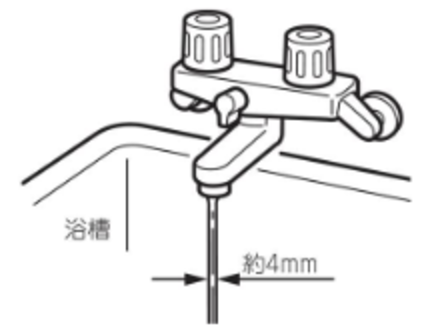 給湯栓から約4mmの水を出す図